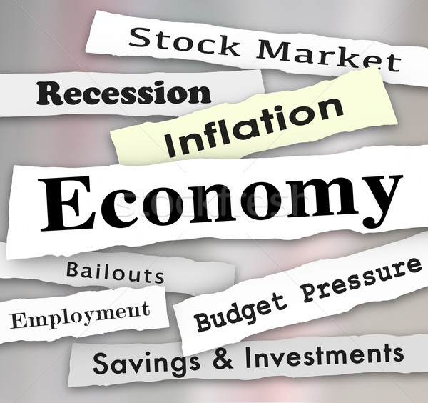 Economy Newspaper Headlines Financial Report Investment Recessio Stock photo © iqoncept