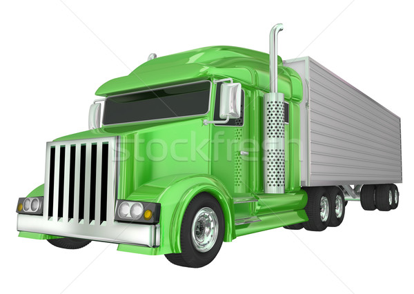 Green Semi Truck 18 Wheeler Big Rig Hauler Stock photo © iqoncept