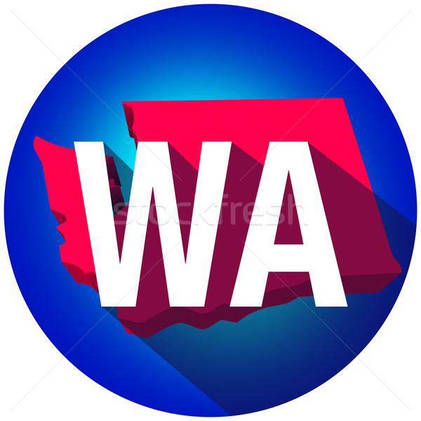 Washington WA Letters Abbreviation Red 3d State Map Long Shadow  Stock photo © iqoncept