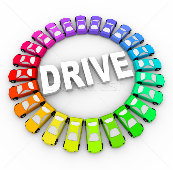 Stock photo: Drive - Many Colorful Cars in Circle