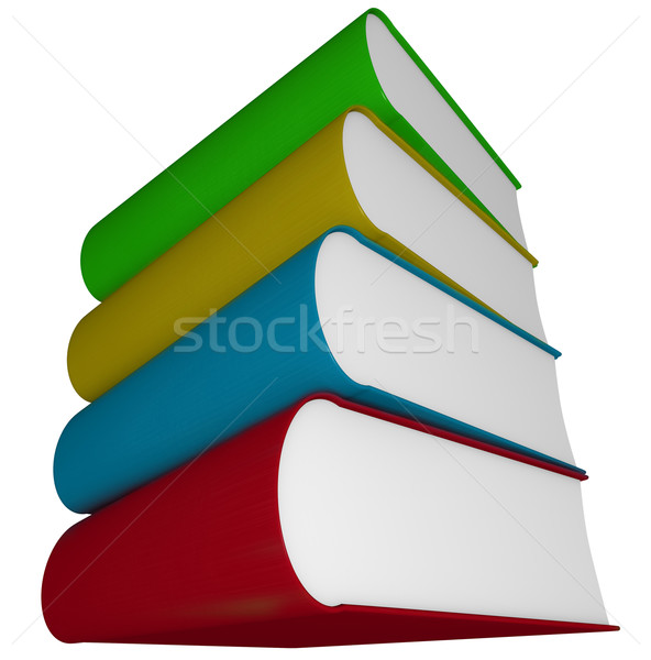 Book Stack Four Textbooks Pile Blank Titles Isolated Stock photo © iqoncept