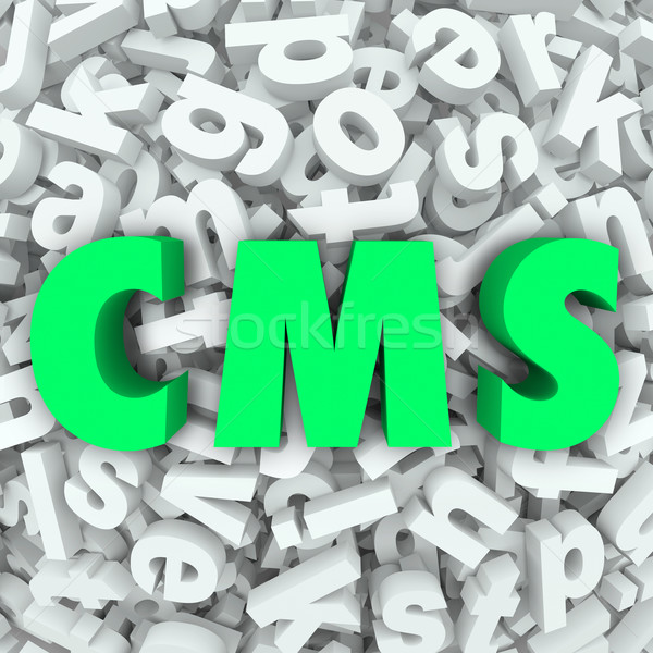 Foto stock: Cms · contenido · gestión · 3D · cartas · palabra