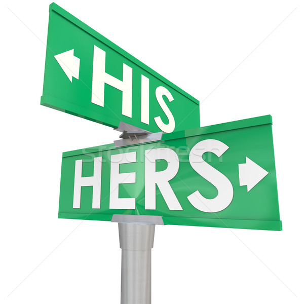 His Vs Hers Two Way Road Street Sign Sex Gender Division Stock photo © iqoncept