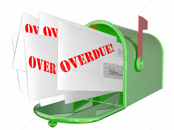 Stock photo: Overdue Bill Letter Invoice Message Mailbox 3D