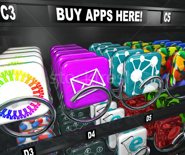 App distributeur automatique acheter applications Shopping téléchargement Photo stock © iqoncept