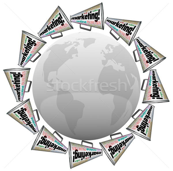 Stockfoto: Marketing · branding · reclame · rond · wereld · woord