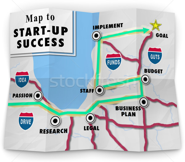 Stock photo: Map Start Up Success Road Directions Launch New Business Company