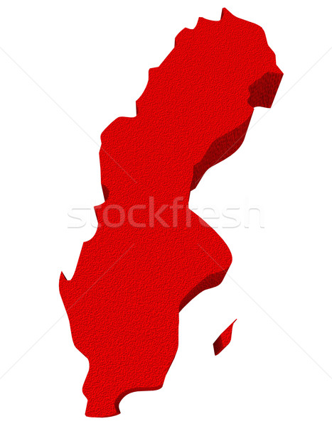 Stock foto: Schweden · rot · 3D · Europa · Karte · isoliert