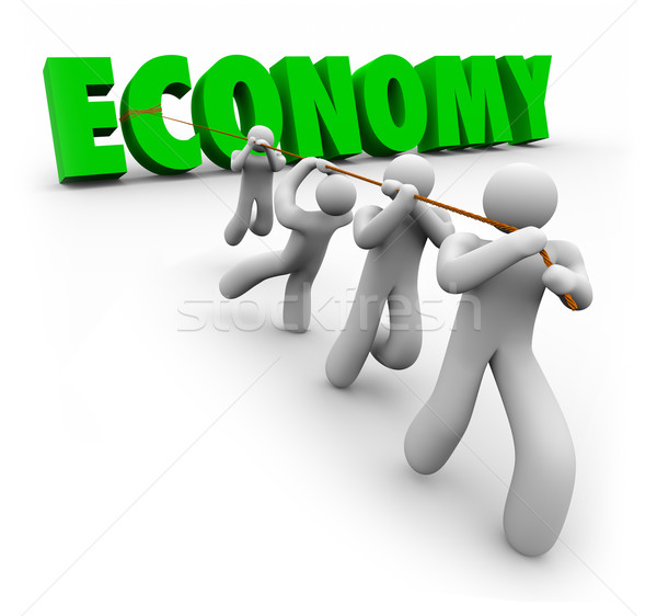 Economy Word Pulled by Customers Workers Improve Financial Growt Stock photo © iqoncept