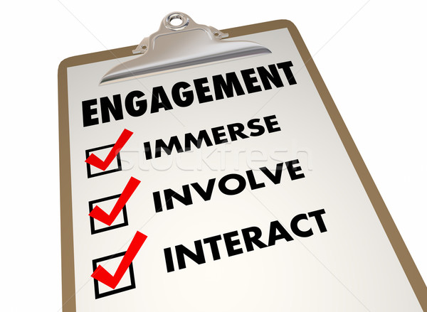 Engagement Checklist Clipboard Interact Invovlement 3d Illustrat Stock photo © iqoncept
