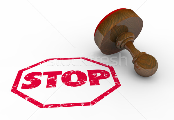 Stop Sign Stamp Warning End Round Red Ink Word 3d Illustration Stock photo © iqoncept