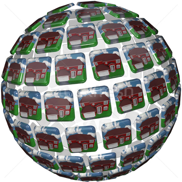 Házak lakások környék közösség gömb forma Stock fotó © iqoncept