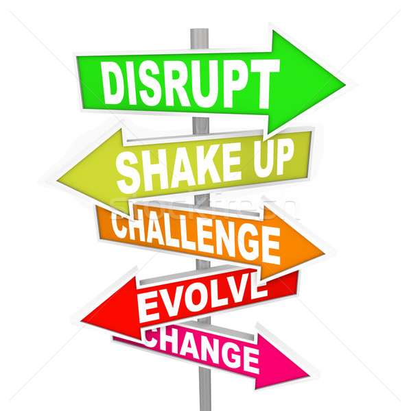 Stock photo: Disrupt Change Direction New Ideas Technology Signs