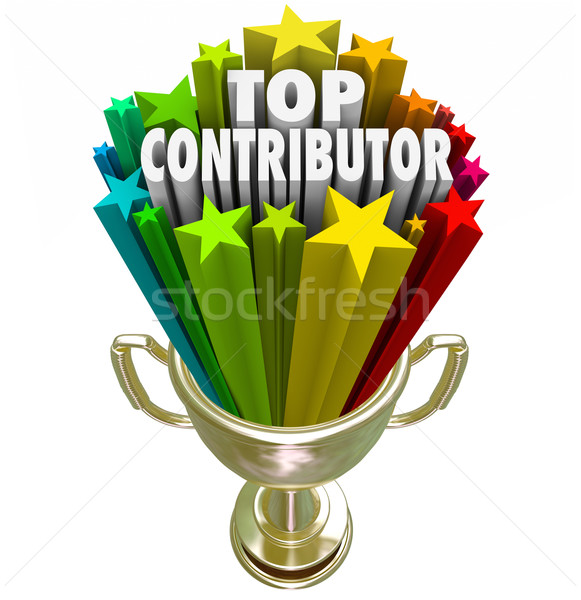 Stock photo: Top Contributor Trophy Recognition Contribution Effort Help Supp