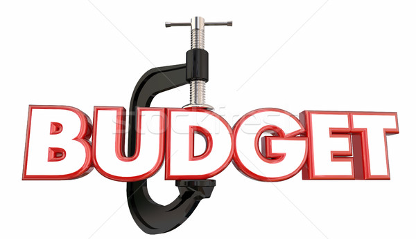 Budget Clamp Vice Squeezing Word Cut Reduce Spending 3d Illustra Stock photo © iqoncept