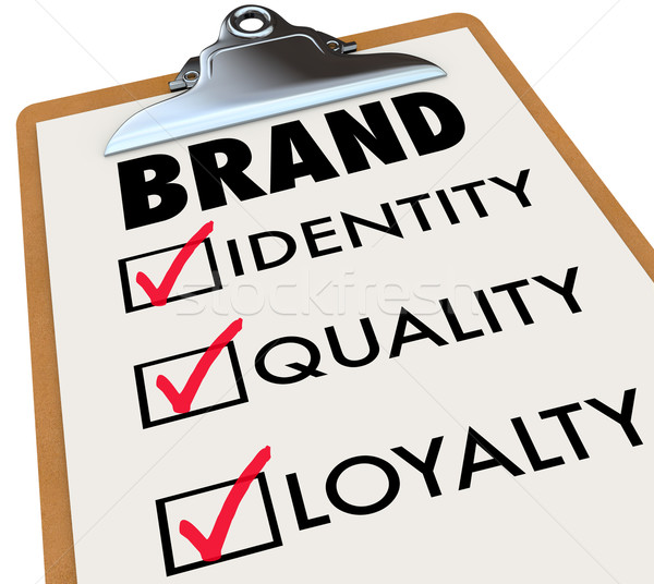 Brand Checklist Identity Quality Loyalty on Clipboard Stock photo © iqoncept