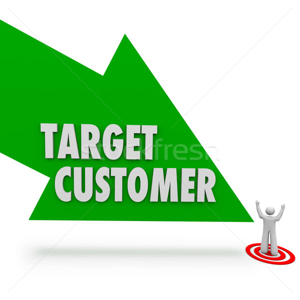 Target Customer Green Arrow Pointing Prospect Person Stock photo © iqoncept