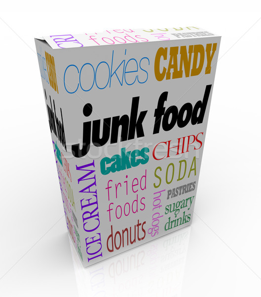 Vak slechte keuzes dieet product Stockfoto © iqoncept
