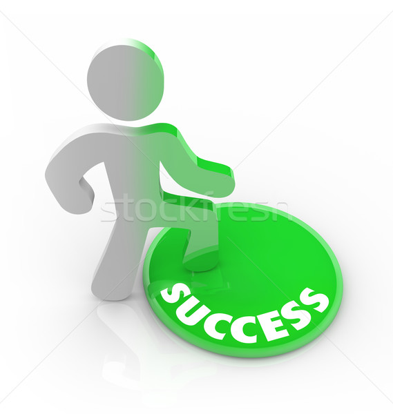 Success Changes a Person - Man Steps on Button Stock photo © iqoncept