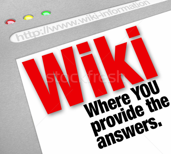 Wiki Website Antworten öffentlichen Informationen Worte Stock foto © iqoncept