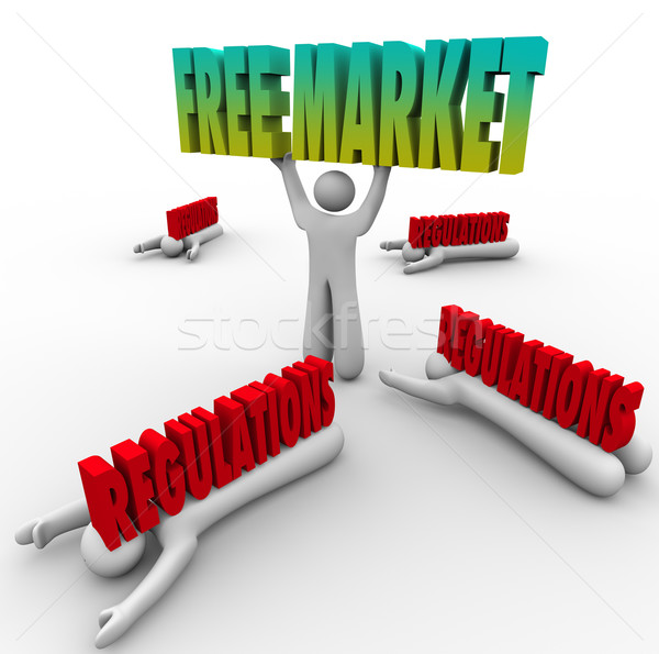 Free Market People Lifting Word Crushed Government Regulations  Stock photo © iqoncept
