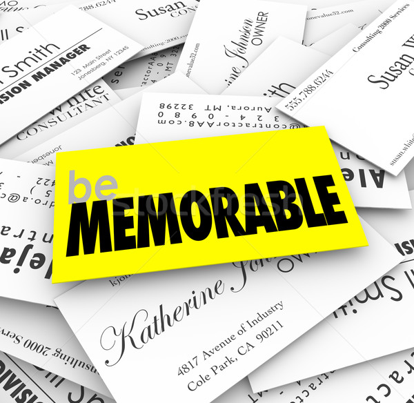Be Memorable Business Cards Pile Stand Out Unique Different Spec Stock photo © iqoncept
