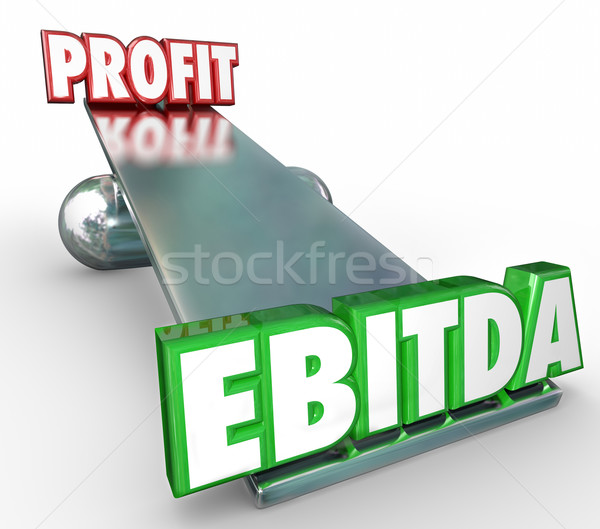 EBITDA vs Profit Words 3d Letters Scale Balance Weighing Account Stock photo © iqoncept