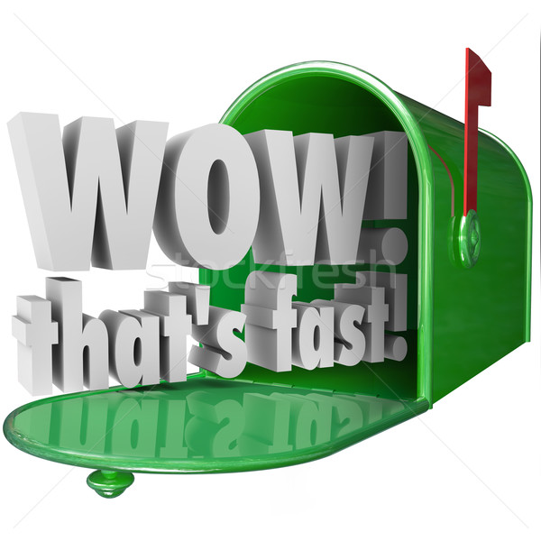 Wow Thats Fast Words Mailbox Speedy Delivery Service Stock photo © iqoncept