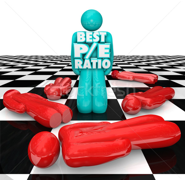 Stock photo: Best PE Ratio Person Standing Top Price Earnings Ratio Value