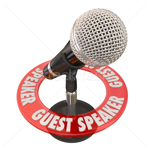 Guest Speaker Microphone Presentation Discussion Panelist Stock photo © iqoncept