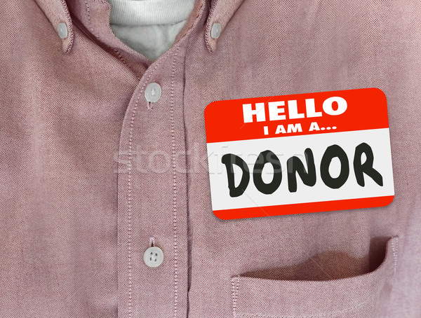 Donor Word Red Name Tag Sticker Shirt Donation Charity Stock photo © iqoncept
