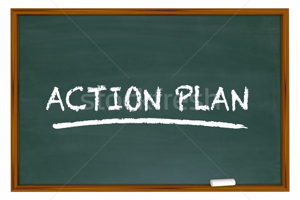 Actie plan strategie tactiek schoolbord 3d illustration Stockfoto © iqoncept