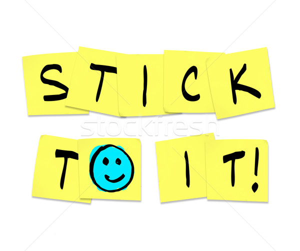 Stick woorden Geel sticky notes geschreven achtergrond Stockfoto © iqoncept