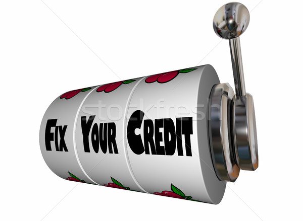 Kredit pontszám játékautomata 3d illusztráció gép pénzügyi Stock fotó © iqoncept