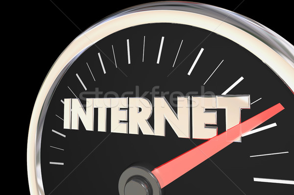 Internet vitezometru rapid serviciu cuvant ilustrare 3d Imagine de stoc © iqoncept