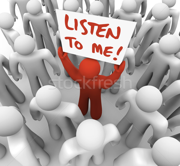 Asculta ma semna persoană atentie mulţime Imagine de stoc © iqoncept