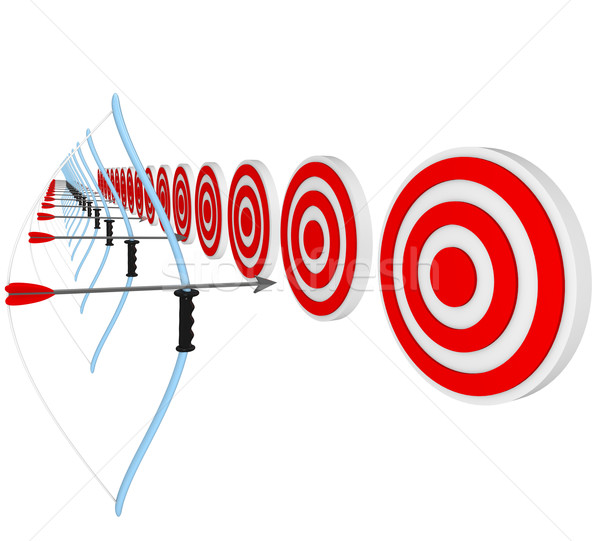 Bows and Arrows Pointing at Bulls-Eyes in Competition Stock photo © iqoncept