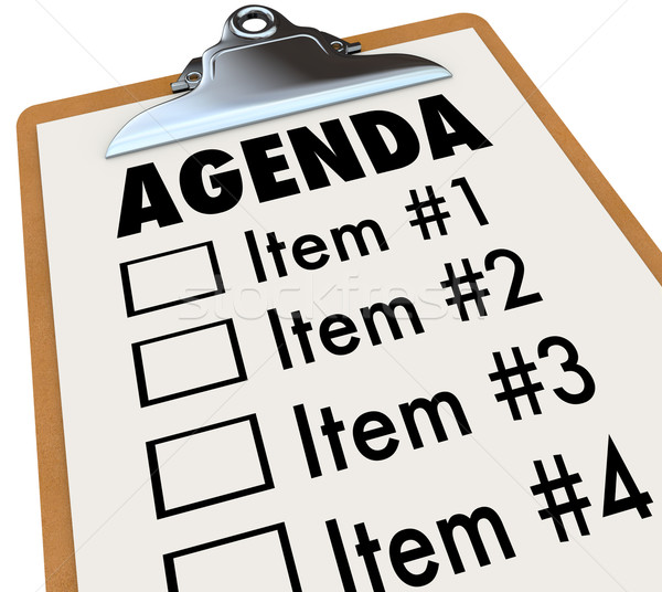 Agenda on Clipboard Plan for Meeting or Project Stock photo © iqoncept