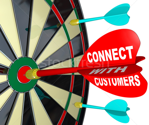 Stock photo: Connect with Customers Dart Hitting Dartboard