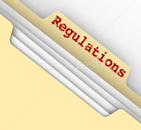 Regulations Word Red Ink File Manila Folder Tab Documents Stock photo © iqoncept