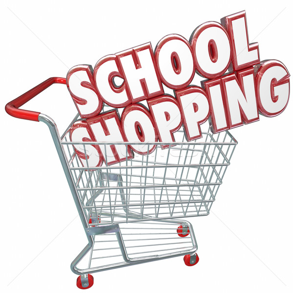 School Shopping 3d Words Cart Comparing Best Education College U Stock photo © iqoncept