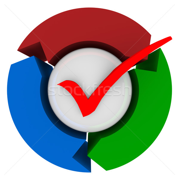 Red Check Mark Ball Arrows System Process Procedure Stock photo © iqoncept