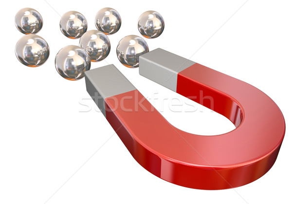 Magnet Pulling Ball Bearings Physical Attraction Stock photo © iqoncept