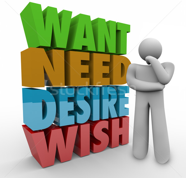 Want Need Desire Wish Thinker 3d Words Stock photo © iqoncept