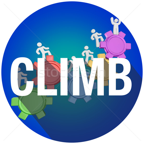 Climb People Rising Up Increase Higher Success Long Shadow Word  Stock photo © iqoncept