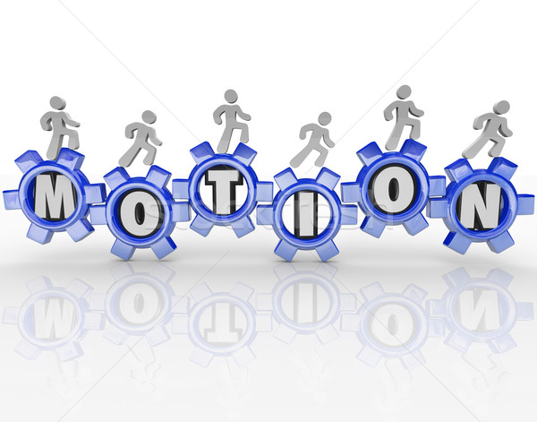 Motion Word Gears Workers Progress Forward Stock photo © iqoncept