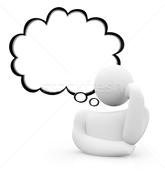 Gedankenblase Denken Person Figur Kopf ruhend Stock foto © iqoncept