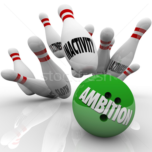 Ambíció bowling golyó lustaság szó illusztrál siker Stock fotó © iqoncept