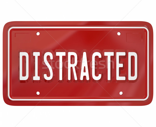 Distracted Driver Word Red License Plate Texting Driving Dangero Stock photo © iqoncept