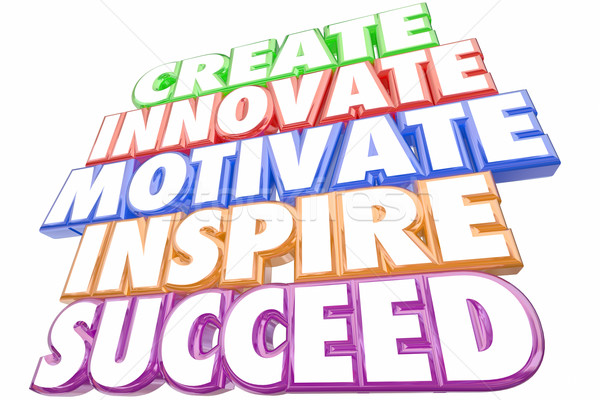 Készít innovatív motivál inspirál siker szavak Stock fotó © iqoncept